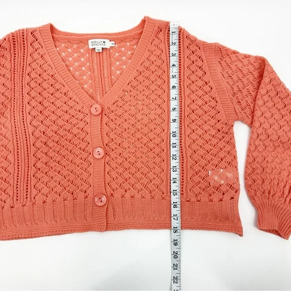 Molly Bracken Coral Knit Button Up Cardigan Sweater XS - Picture 6 of 10